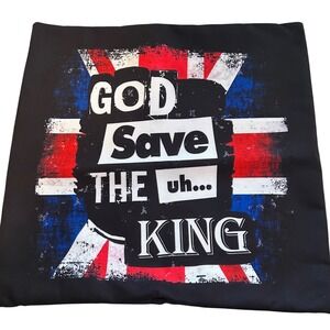 London Union Jack Pillow Cover God Save The King British Souvenir Decor 18x18"